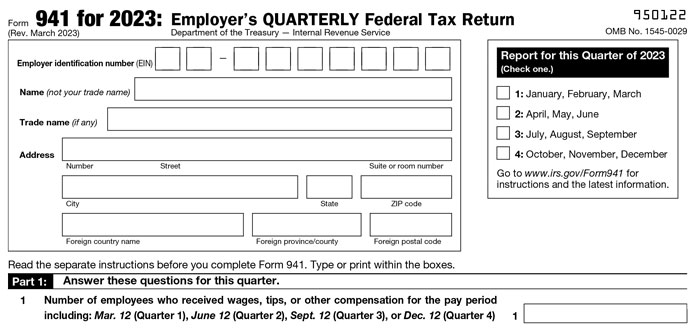 IRS tax form 941 for 2023